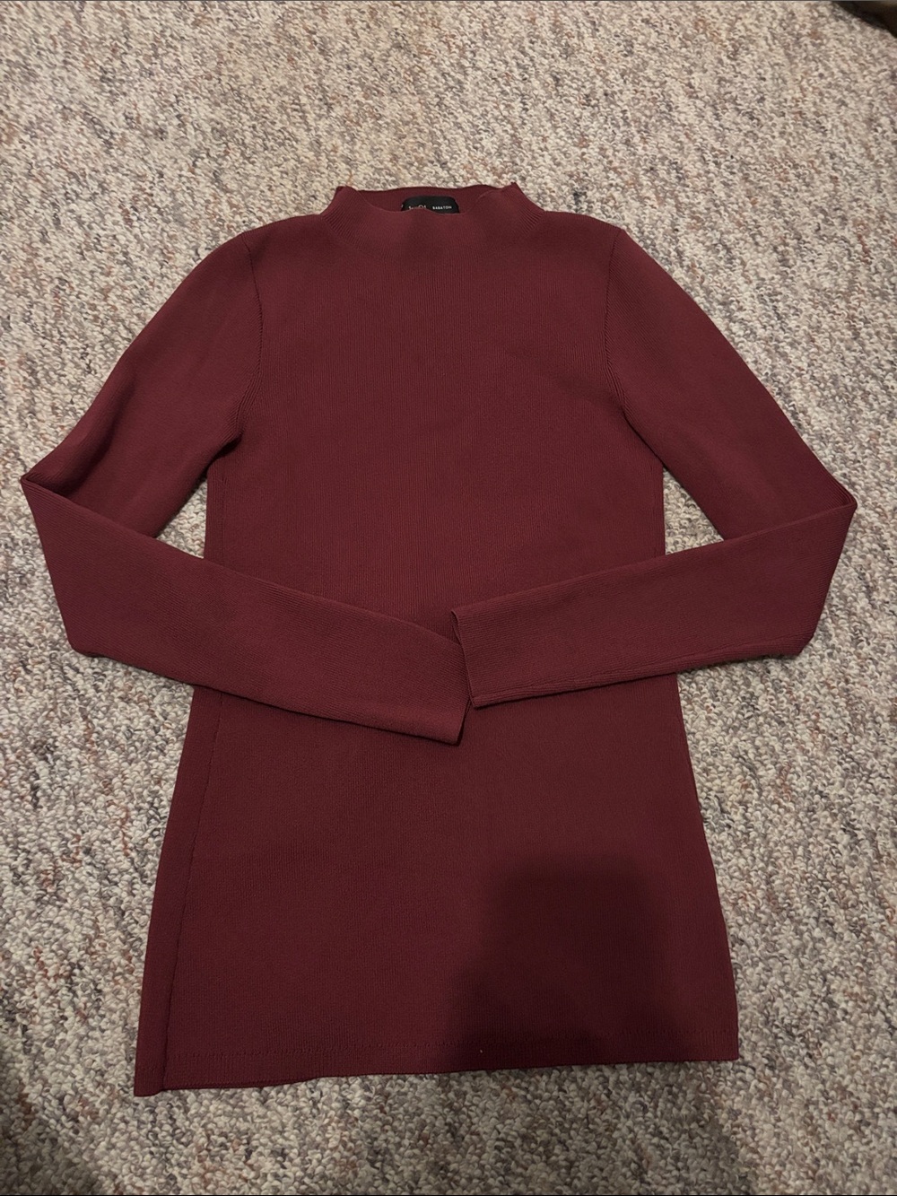 Babaton Burgundy Long-Sleeve Mock Neck Sweater